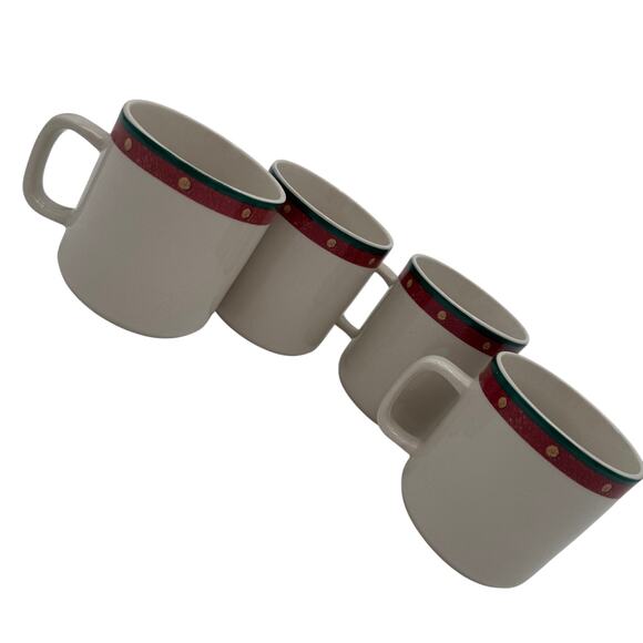 Set/4 Royal Season Coffee Mugs Stoneware Snowman Winter Christmas Dishes - Picture 2 of 8